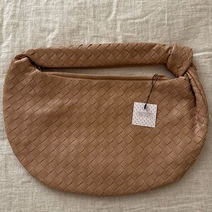 Tan Woven Hobo Bag